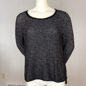 Eileen Fisher Black and White Nubby Sweater